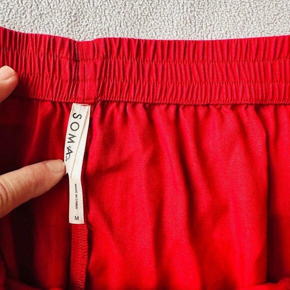 Soma Pajama Set Womens Medium Red Notch Color Top Pants Lenzing Lyocell - Picture 8 of 12